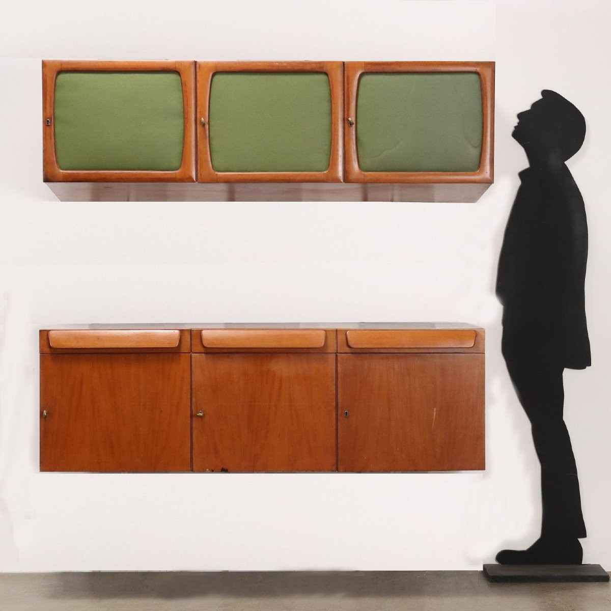 Meubles à Mur Vintage Acajou Teck Design Italie Années 60-photo-4