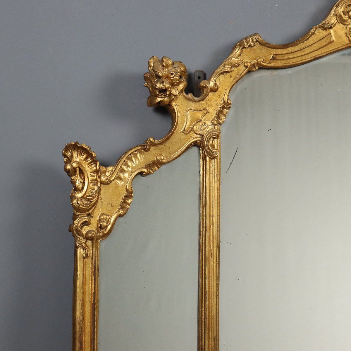 Antique Mirror Gilded Carved Wood Italy XIX Century-photo-4
