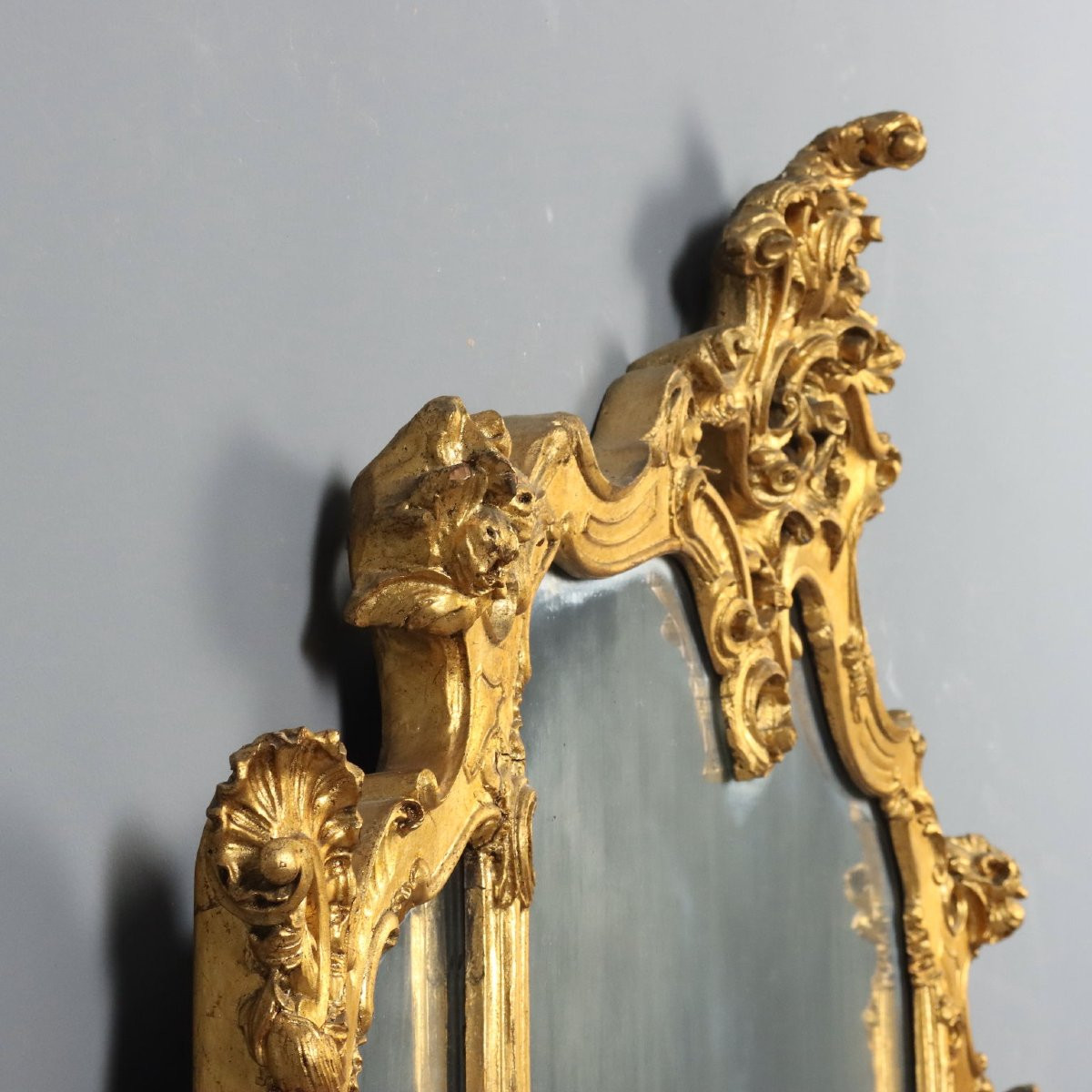 Antique Mirror Gilded Carved Wood Italy XIX Century-photo-6