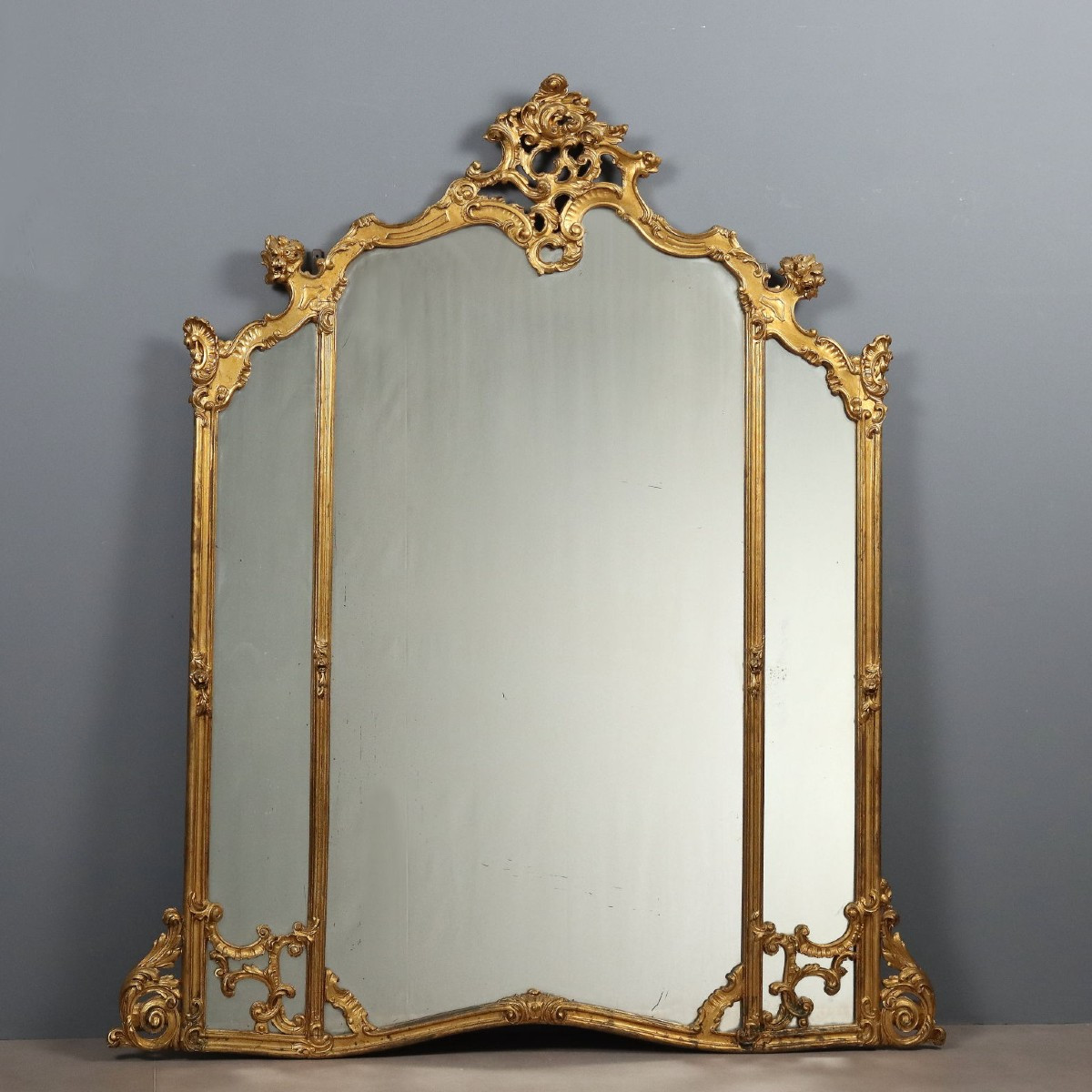 Antique Mirror Gilded Carved Wood Italy XIX Century