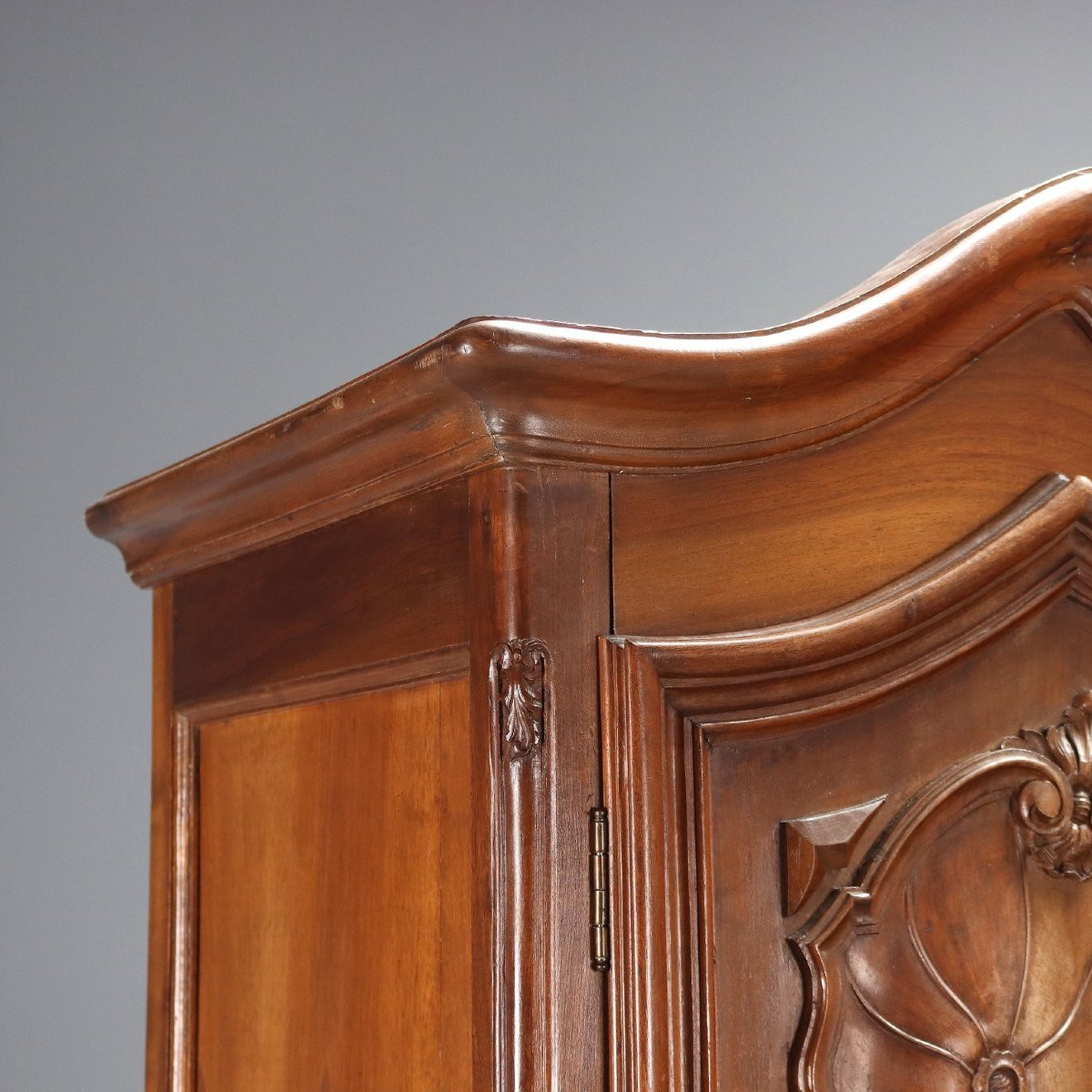 Armoire Ancienne Style Baroque Noyer 3 Volets Italie, Moitié du XXe Siècle-photo-2