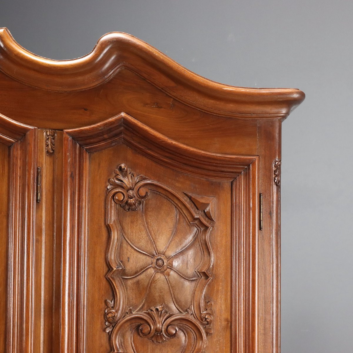 Armoire Ancienne Style Baroque Noyer 3 Volets Italie, Moitié du XXe Siècle-photo-4
