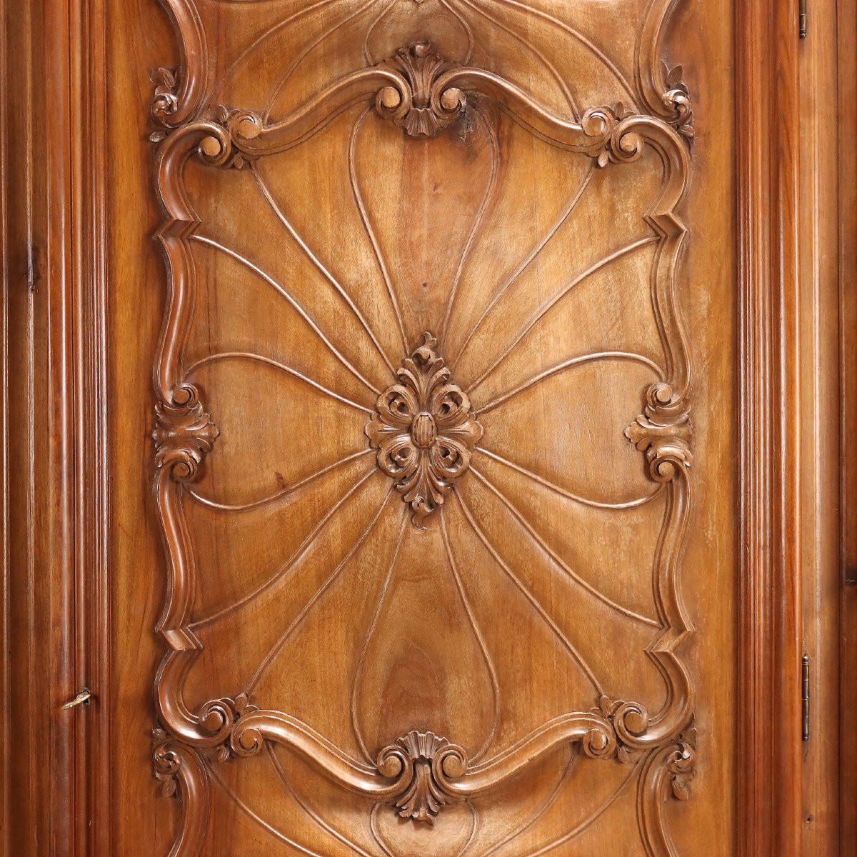 Armoire Ancienne Style Baroque Noyer 3 Volets Italie, Moitié du XXe Siècle-photo-5