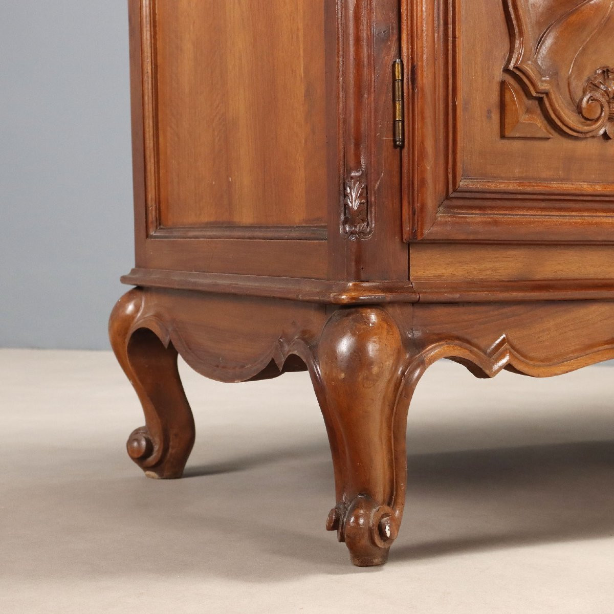 Armoire Ancienne Style Baroque Noyer 3 Volets Italie, Moitié du XXe Siècle-photo-7