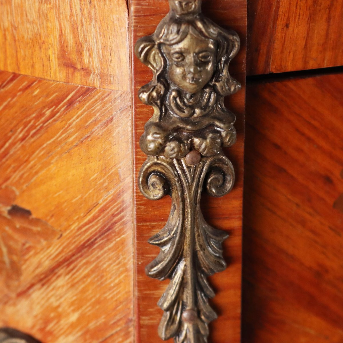 Vitrine Ancienne Plaquée en Bois de Rose Bronze France XXe Siècle-photo-2