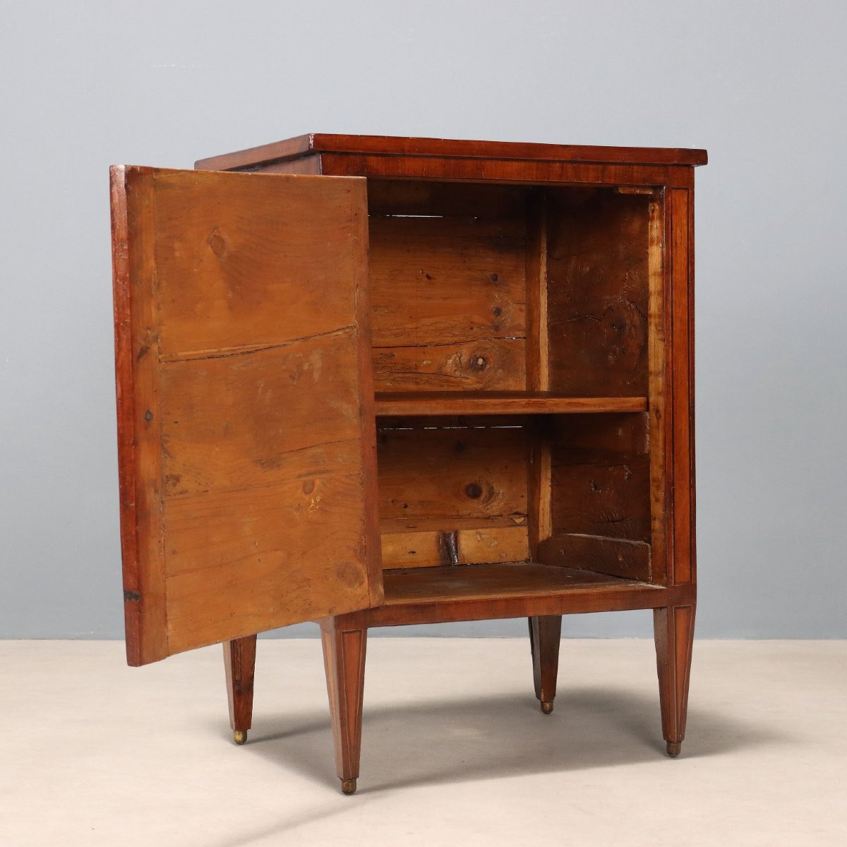 Table de Chevet Néoclassique Ancienne Noyer Italie XVIIIe Siècle-photo-3