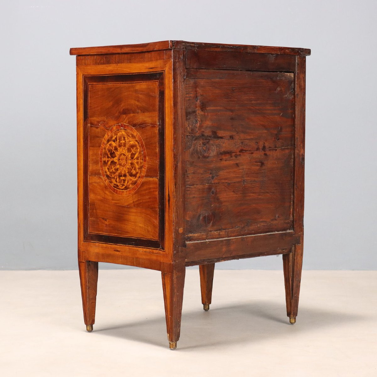 Table de Chevet Néoclassique Ancienne Noyer Italie XVIIIe Siècle-photo-5