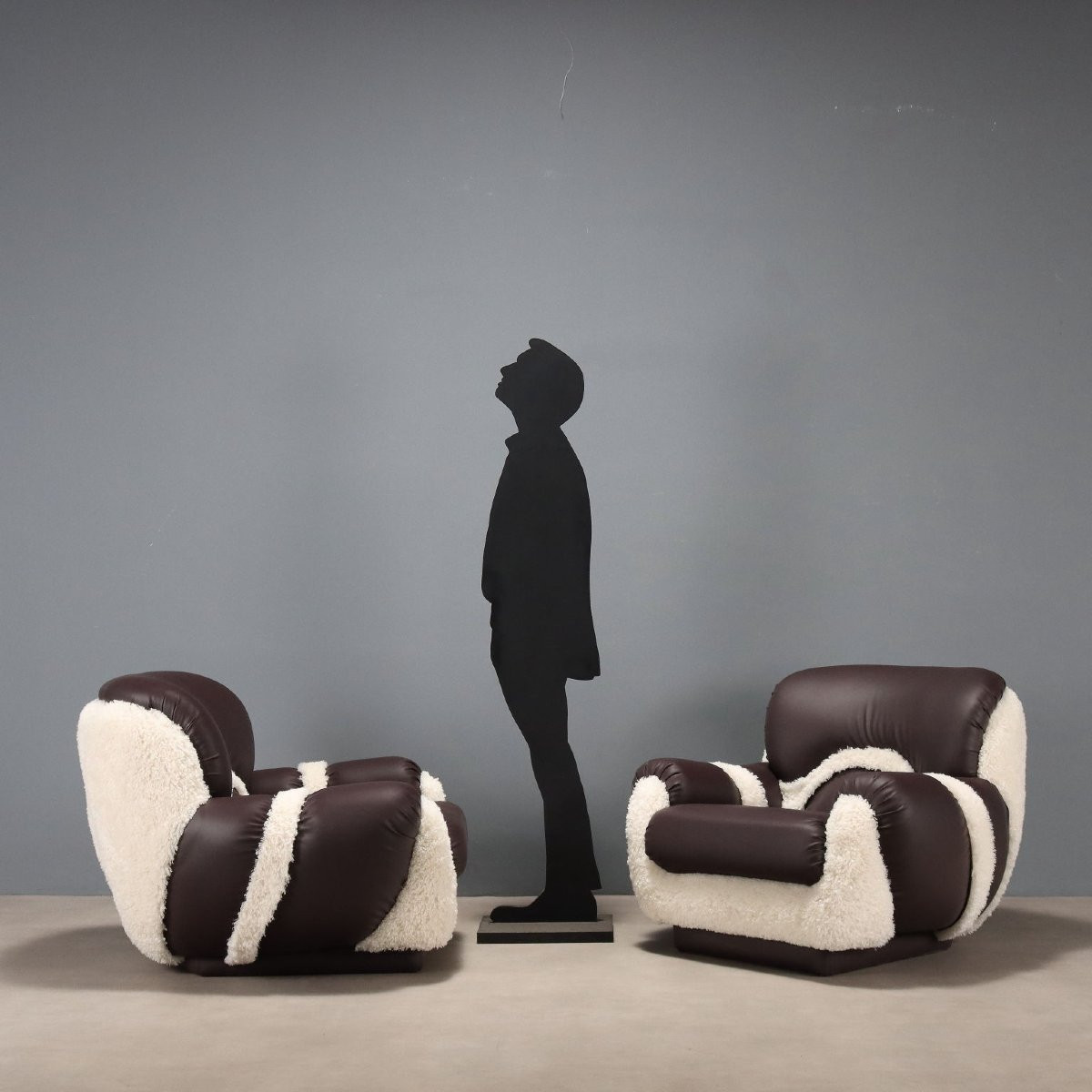 Fauteuils Vintage Simili Cuir Rembourrage Design Années 1970-photo-2