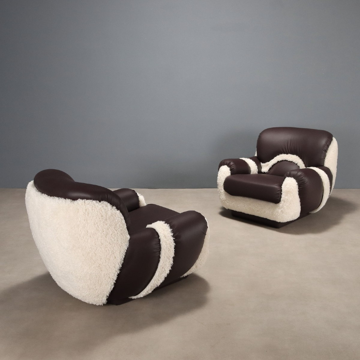 Fauteuils Vintage Simili Cuir Rembourrage Design Années 1970