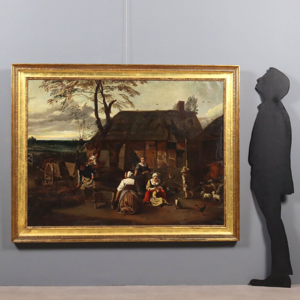 Tableau Ancien Paysage Champêtre Huile sur Toile Europe XIXe Siècle-photo-2