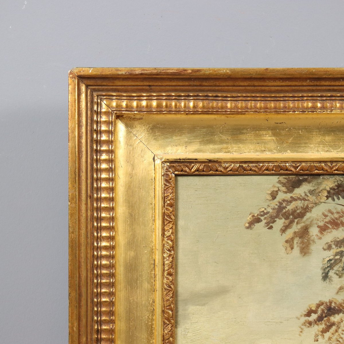 Tableau Ancien Paysage Champêtre Huile sur Toile Europe XIXe Siècle-photo-5