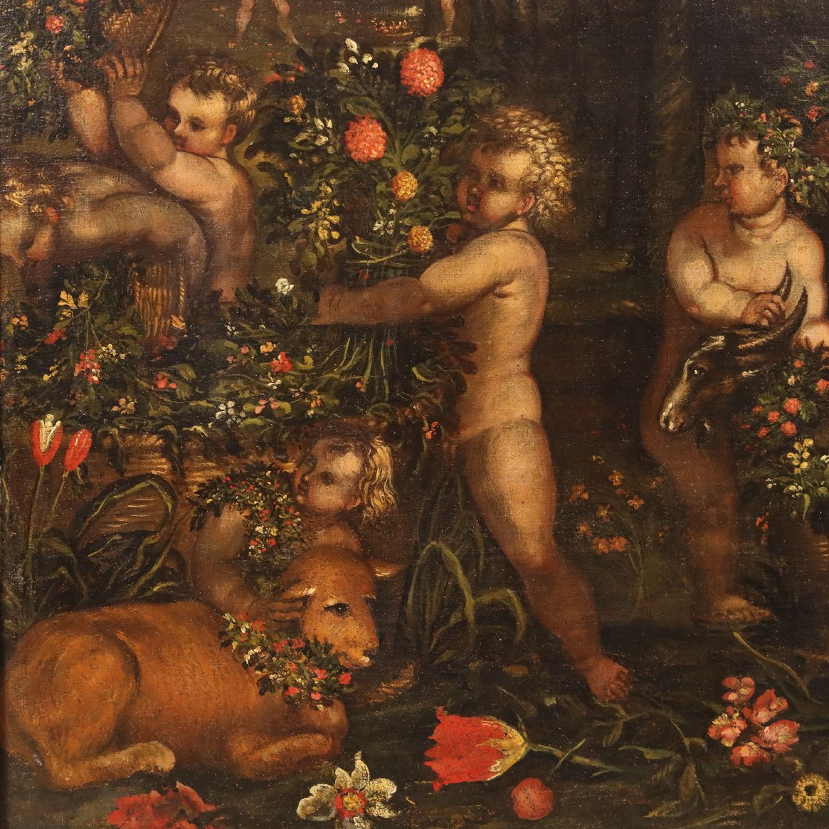 Tableau Ancien la Fête des Amoureux Huile sur Toile '600-'700-photo-2