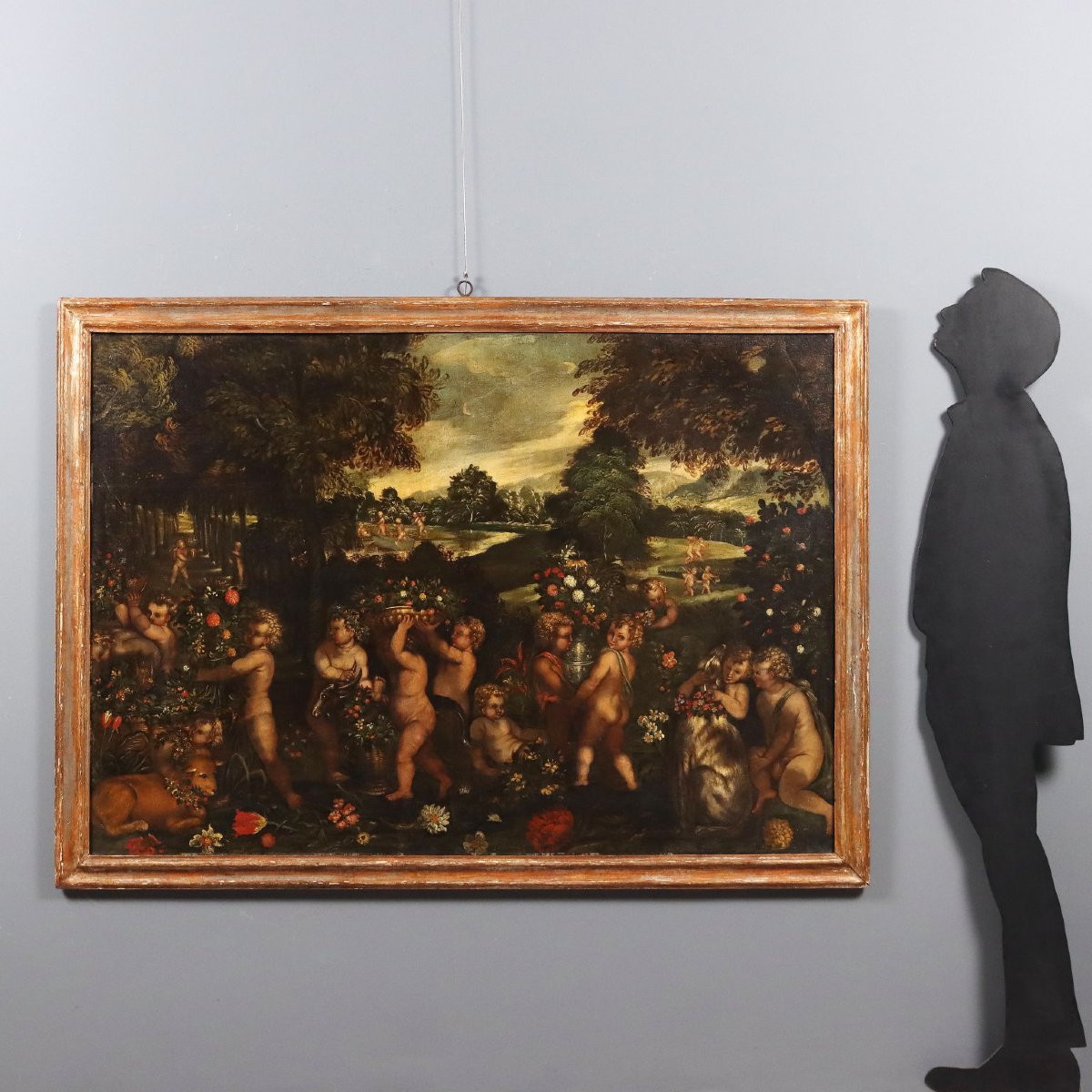 Tableau Ancien la Fête des Amoureux Huile sur Toile '600-'700-photo-3