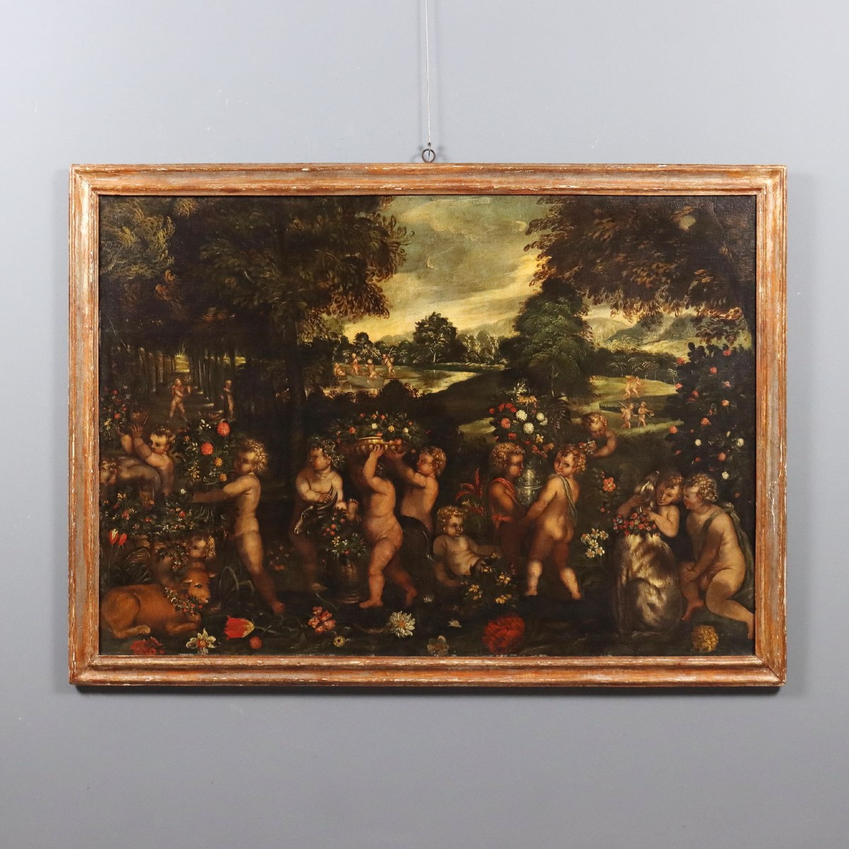 Tableau Ancien la Fête des Amoureux Huile sur Toile '600-'700