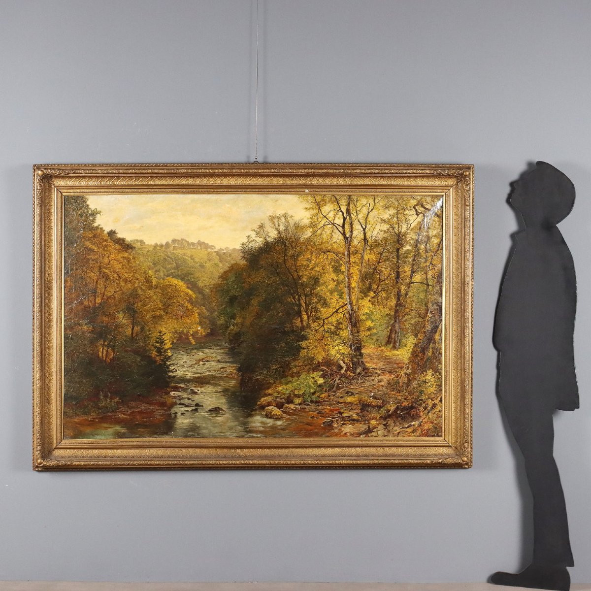 Tableau Ancien Paysage Forestier Huile sur Toile Europe XIXe Siècle-photo-2