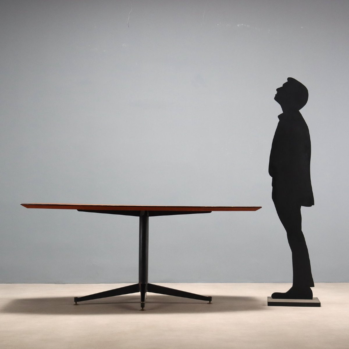 Vintage Table Teak Brass Enamelled Metal Design Italy 1960s-photo-2