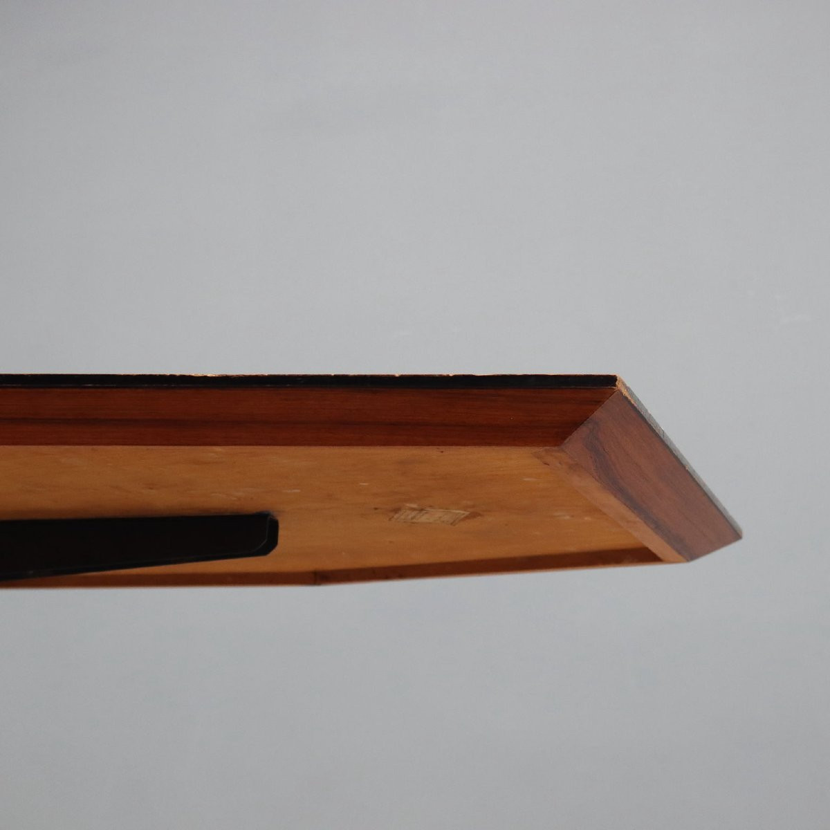 Vintage Table Teak Brass Enamelled Metal Design Italy 1960s-photo-4