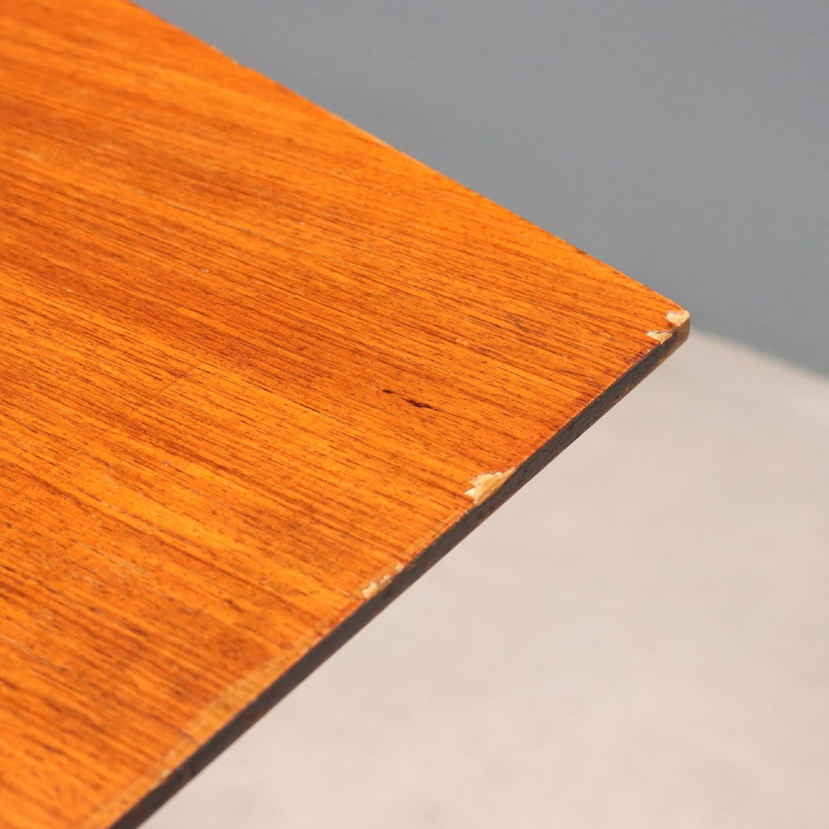 Vintage Table Teak Brass Enamelled Metal Design Italy 1960s-photo-5