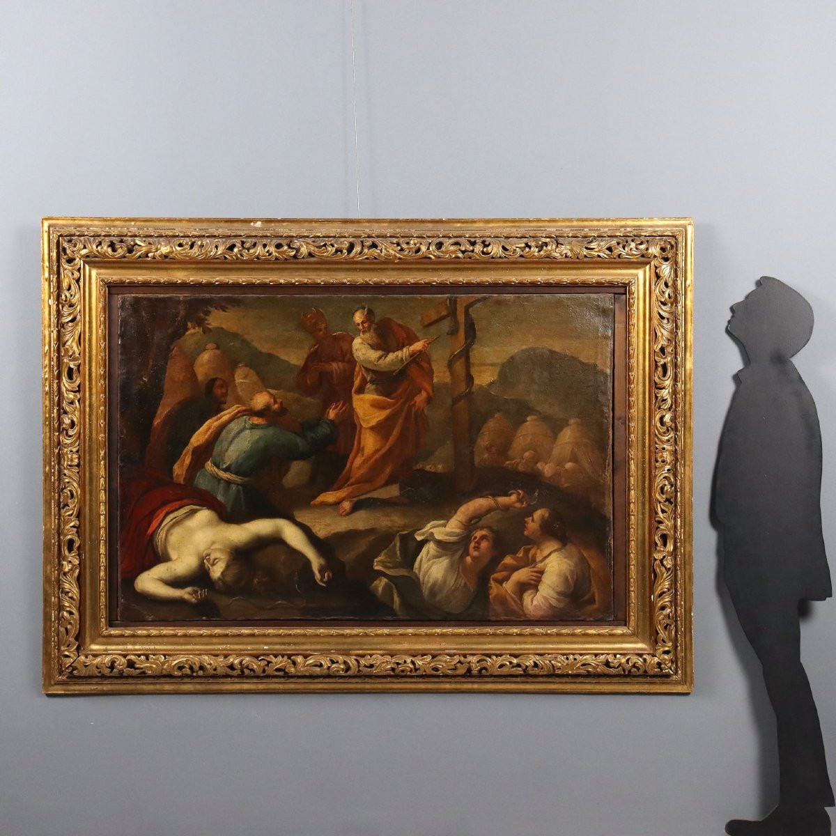 Antique Painting Moses And The Bronze Snake Oil On Canvas '600-photo-2
