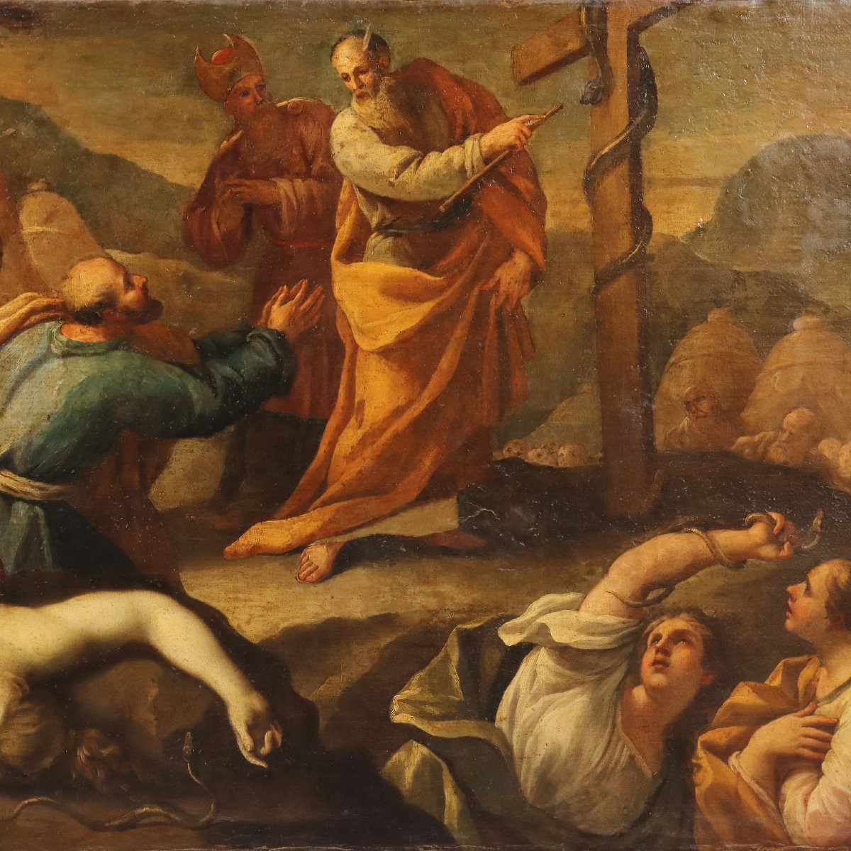 Antique Painting Moses And The Bronze Snake Oil On Canvas '600-photo-3