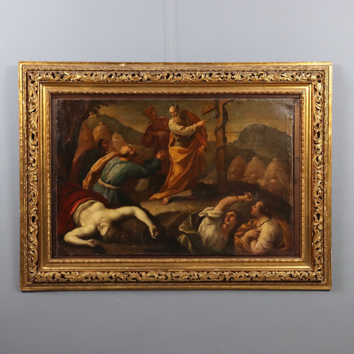 Antique Painting Moses And The Bronze Snake Oil On Canvas '600