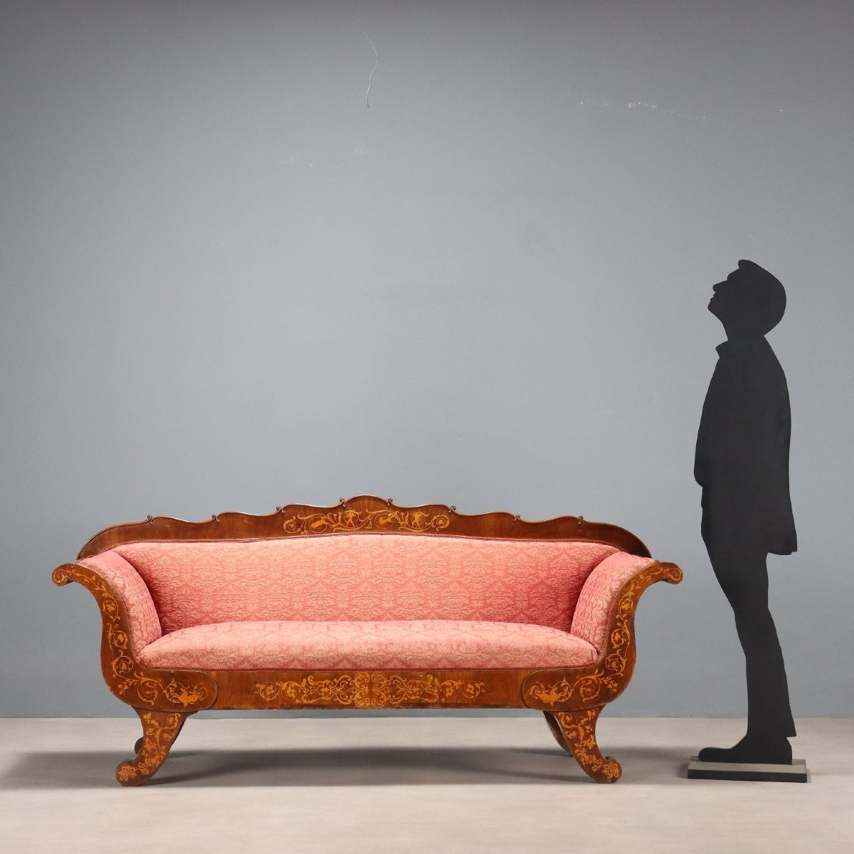 Canapé Charles X en acajou avec incrustations d'érable Italie, première moitié du XIXe siècle-photo-2