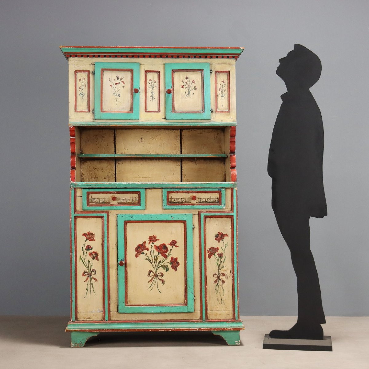 Antique Cupboard Lacquered Wood Drawers Romania XIX Century-photo-2