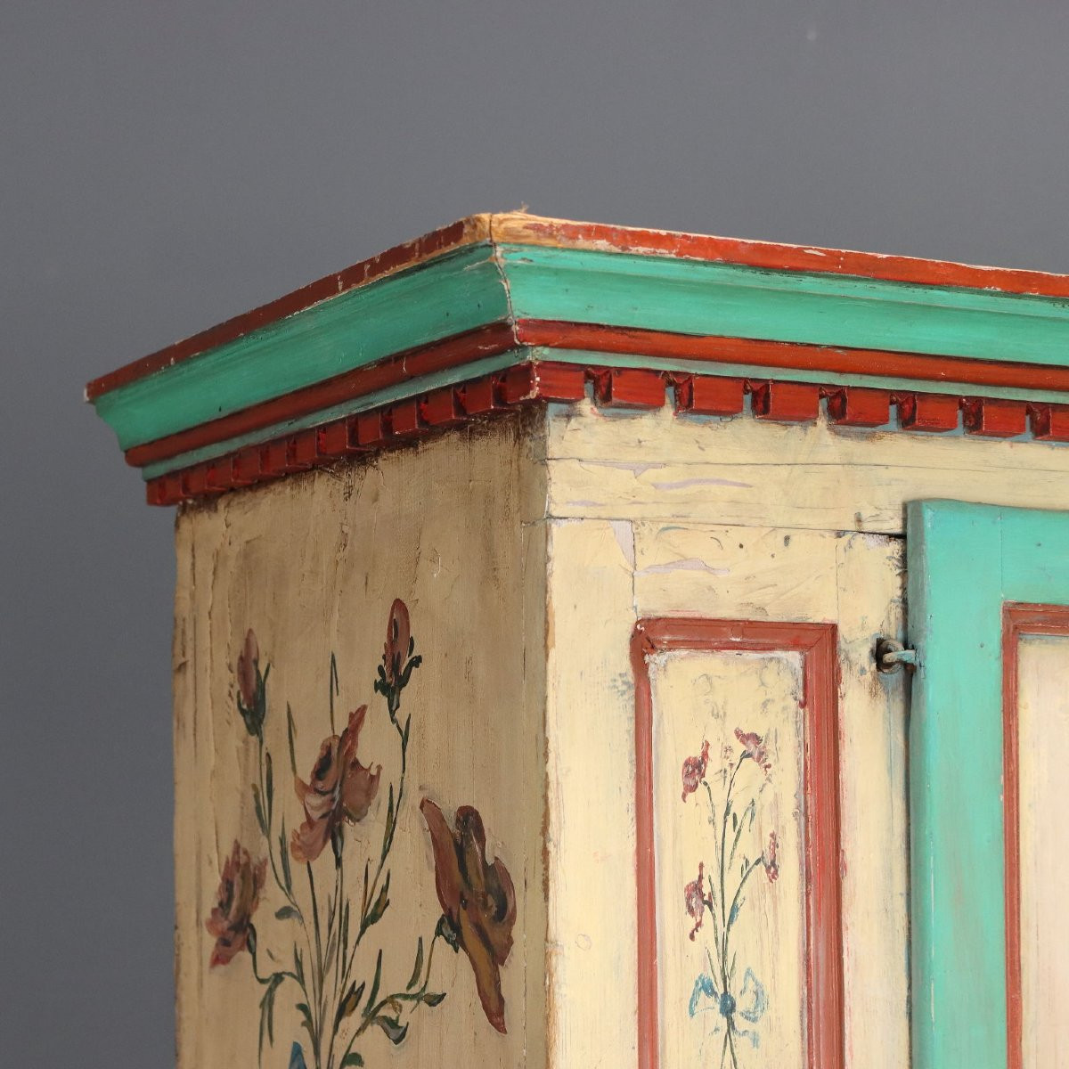 Antique Cupboard Lacquered Wood Drawers Romania XIX Century-photo-4