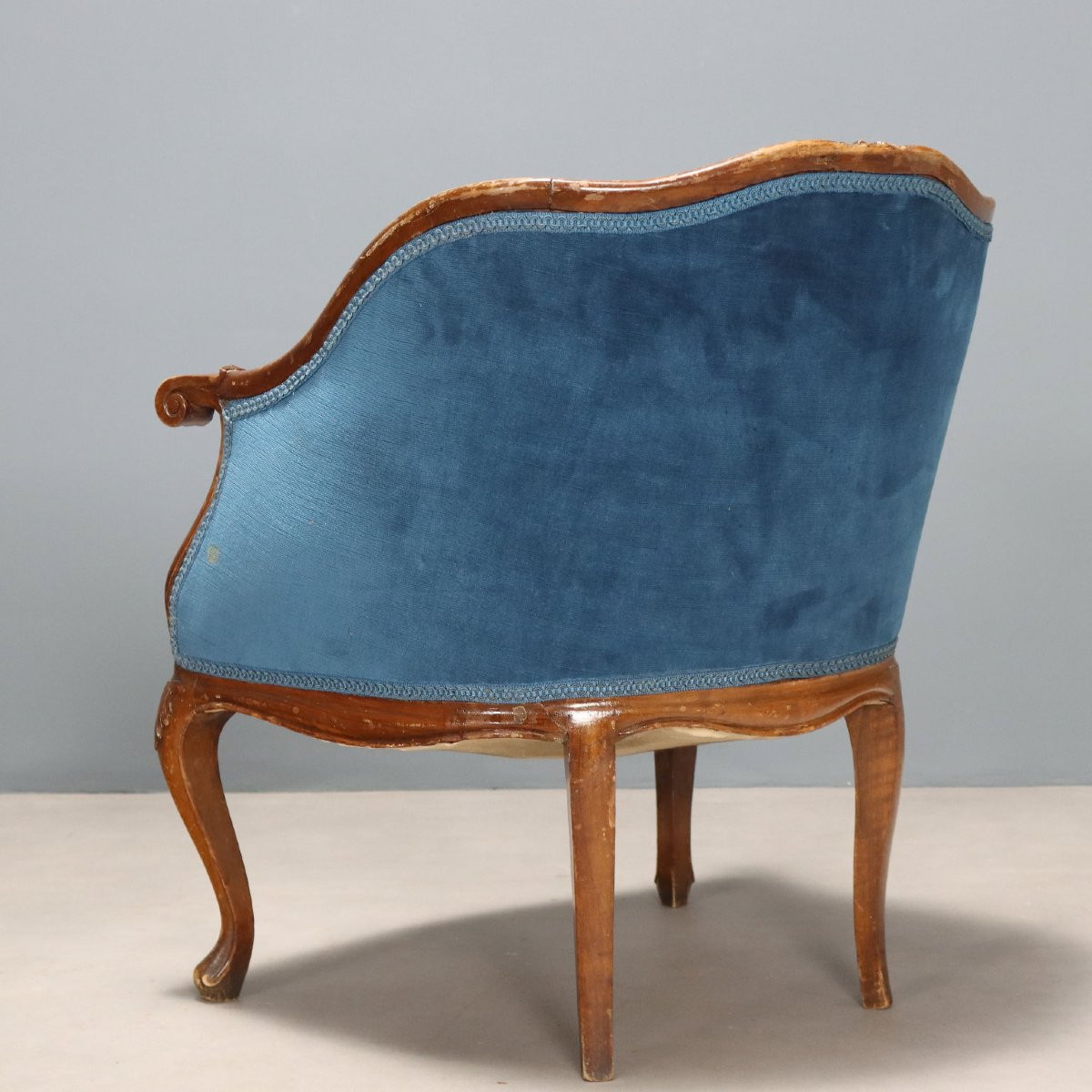 Fauteuils Anciens avec Pouf Noyer Style Baroque Italie XIXe Siècle-photo-5