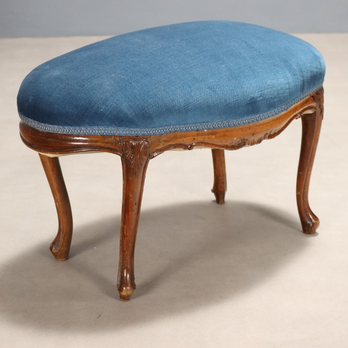 Fauteuils Anciens avec Pouf Noyer Style Baroque Italie XIXe Siècle-photo-6