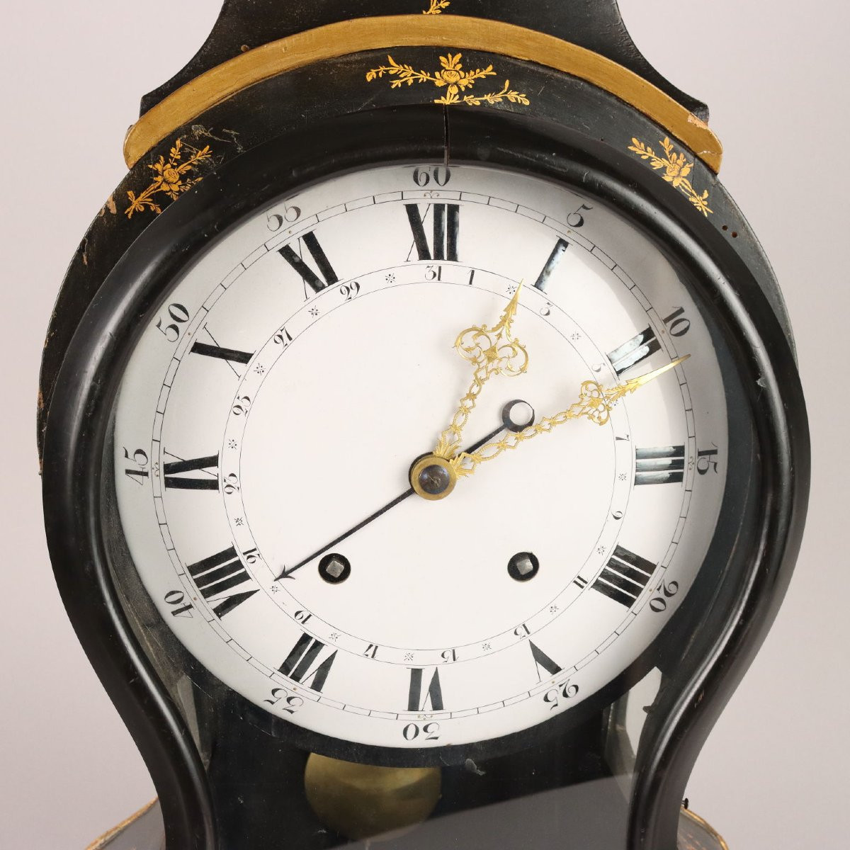 Antique Neuchateloise Pendulum Clock Bronze Decorations '800-photo-3