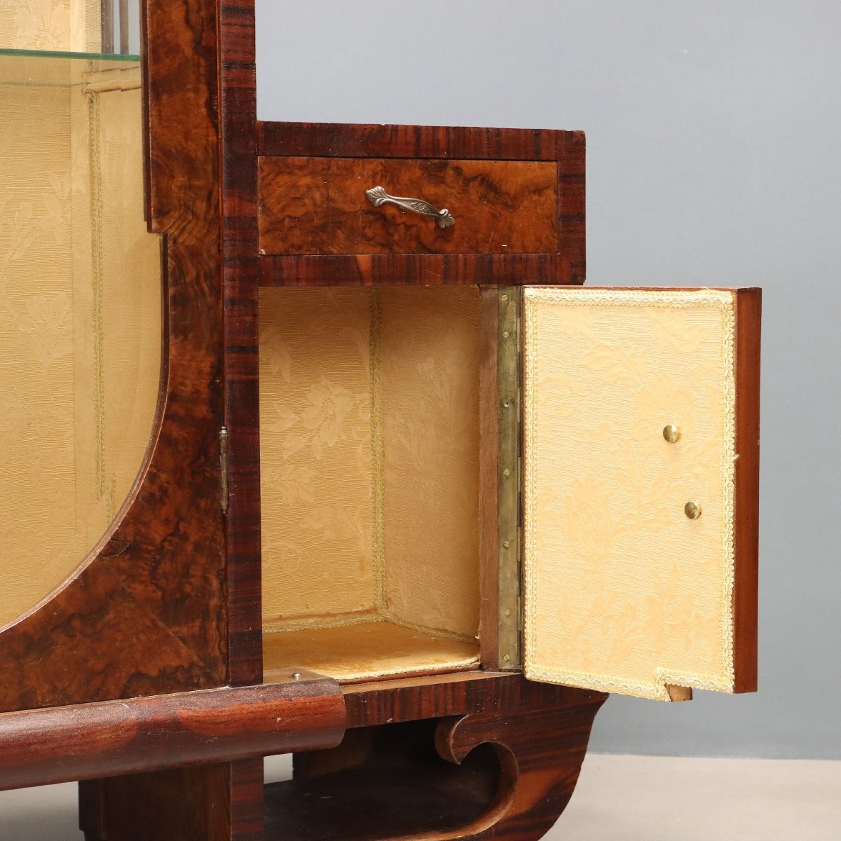 Vintage Dispaly Cabinet Burl Veneer Design Italy 1920s-1930s-photo-2