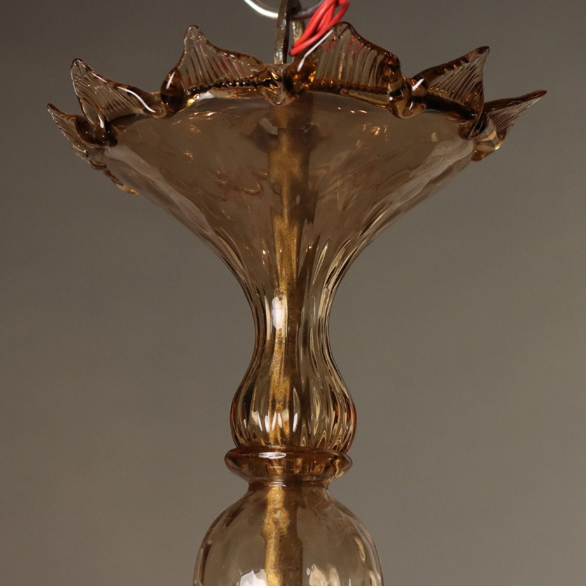 Lustre Vintage Verre de Murano 6 Lumières Design Années 1950-photo-3