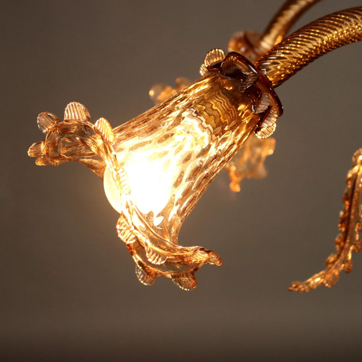 Lustre Vintage Verre de Murano 6 Lumières Design Années 1950-photo-1