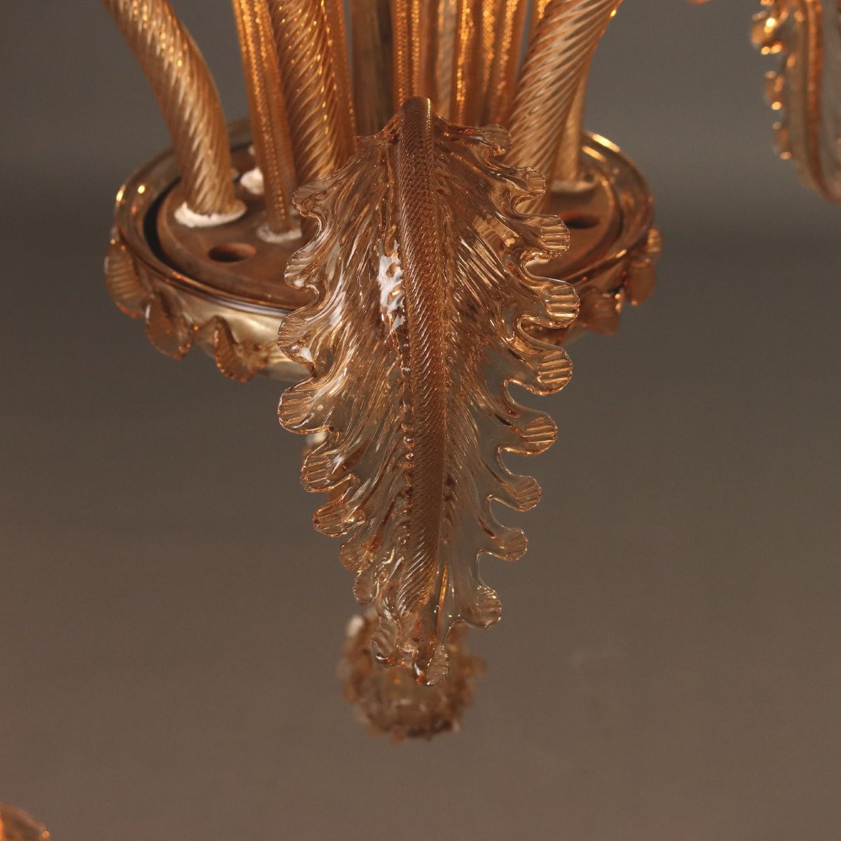 Lustre Vintage Verre de Murano 6 Lumières Design Années 1950-photo-2