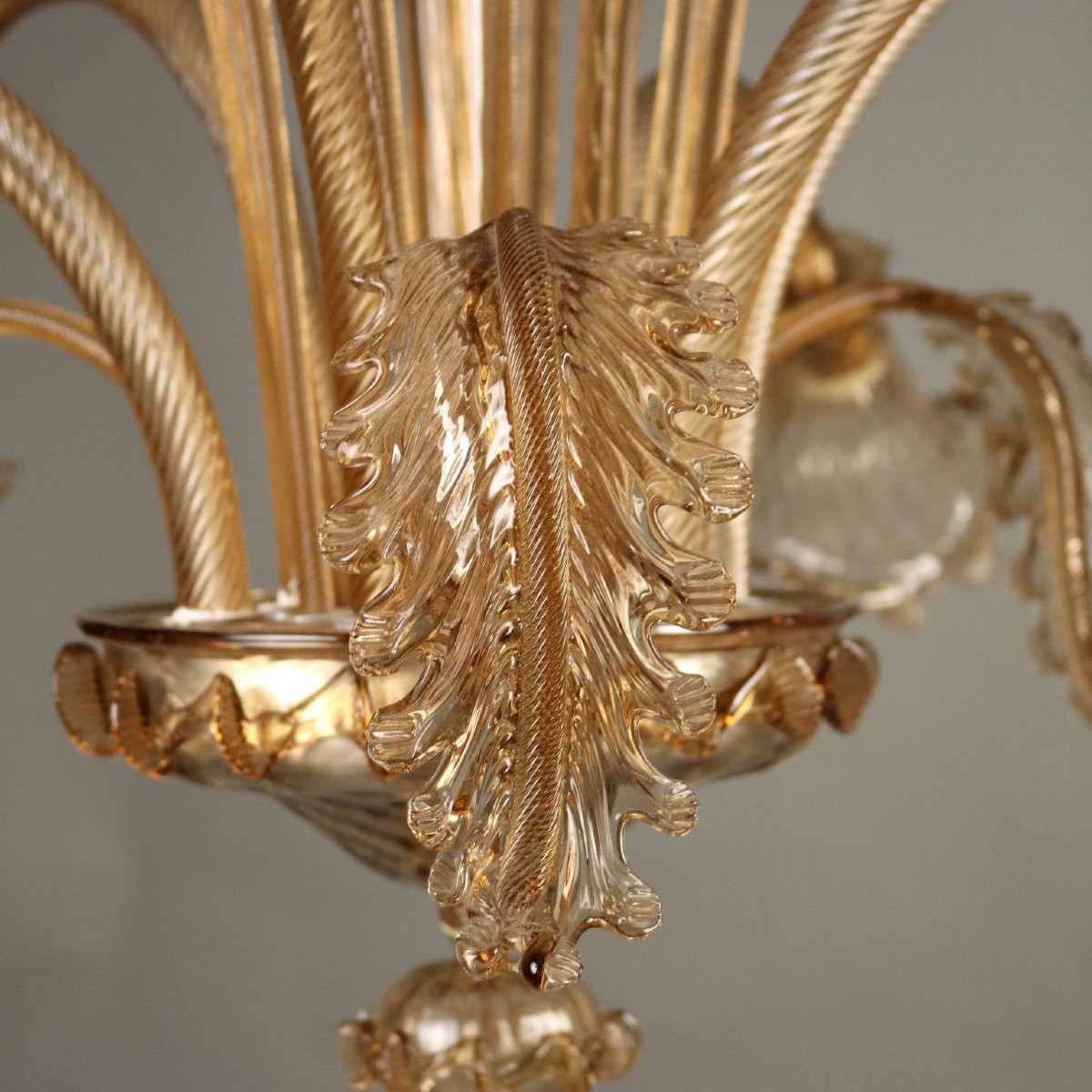 Lustre Vintage Verre de Murano 6 Lumières Design Années 1950-photo-6