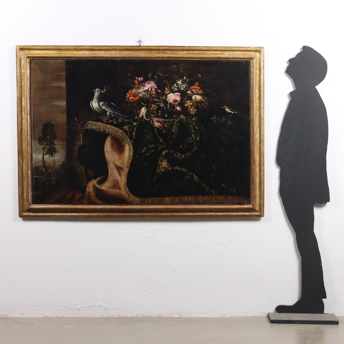 Ancient Painting Still Life With Flowers And Birds Oil On Canvas '600-photo-2