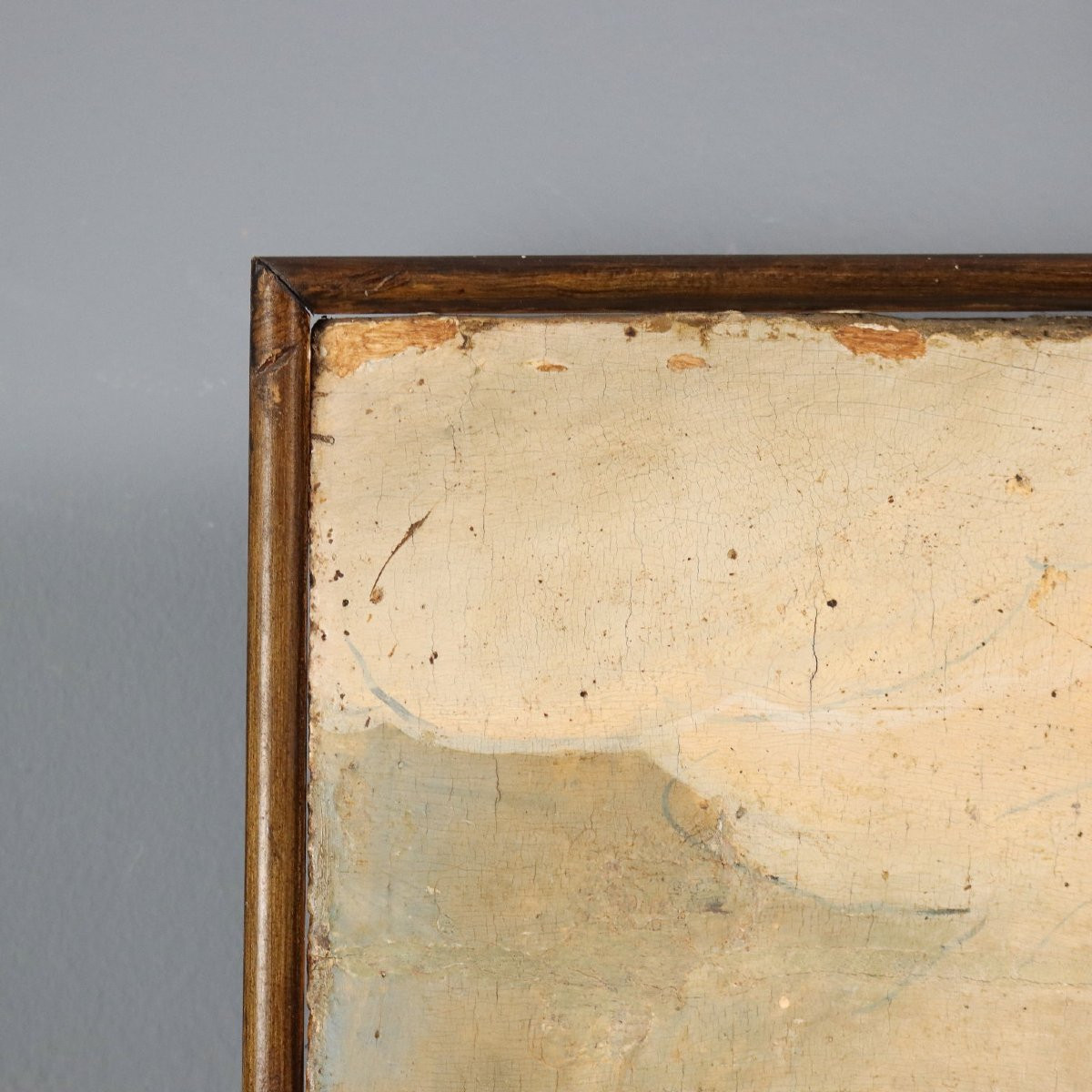 Antique Painting Christ Crucified With Saints Oil On Hardboard '500-photo-5