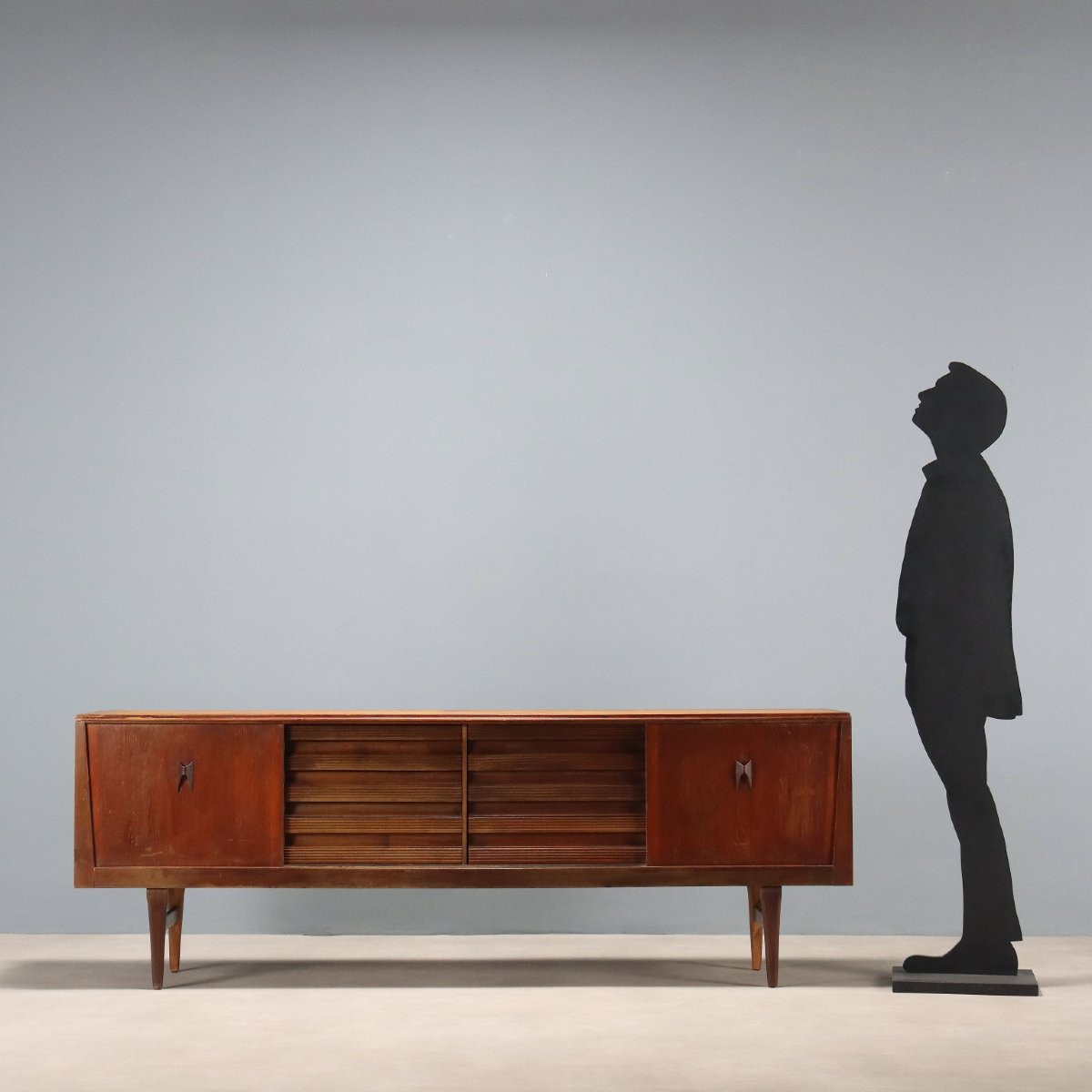 Buffet Bas Vintage Plaqué en Teck Design Europe du Nord Années 60-photo-2