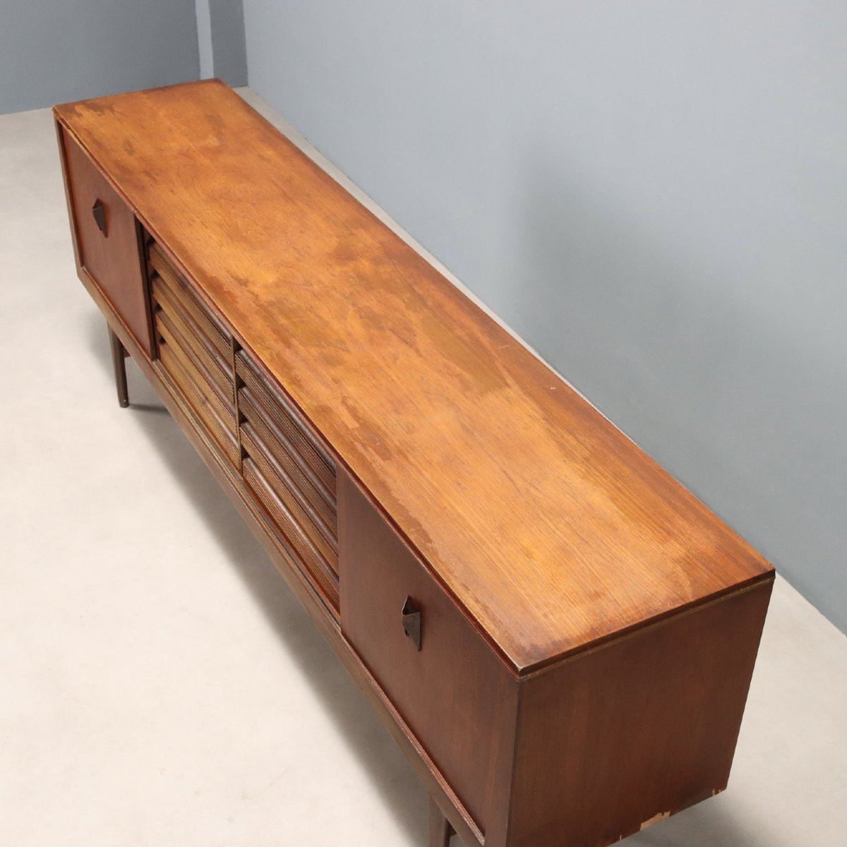 Buffet Bas Vintage Plaqué en Teck Design Europe du Nord Années 60-photo-6