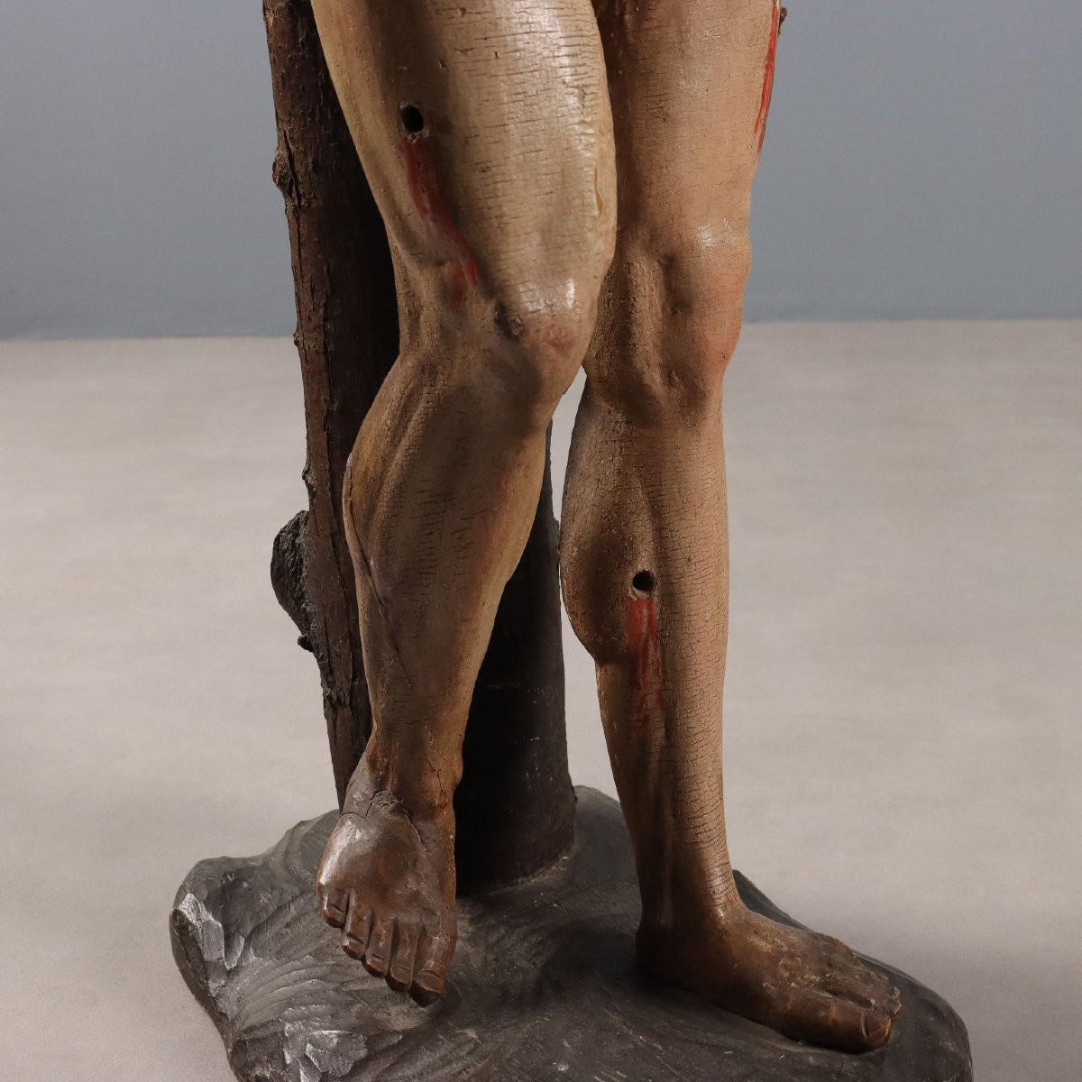 Antique Sculpture Saint Sebastian Carved Wood Italy XVII Century-photo-2