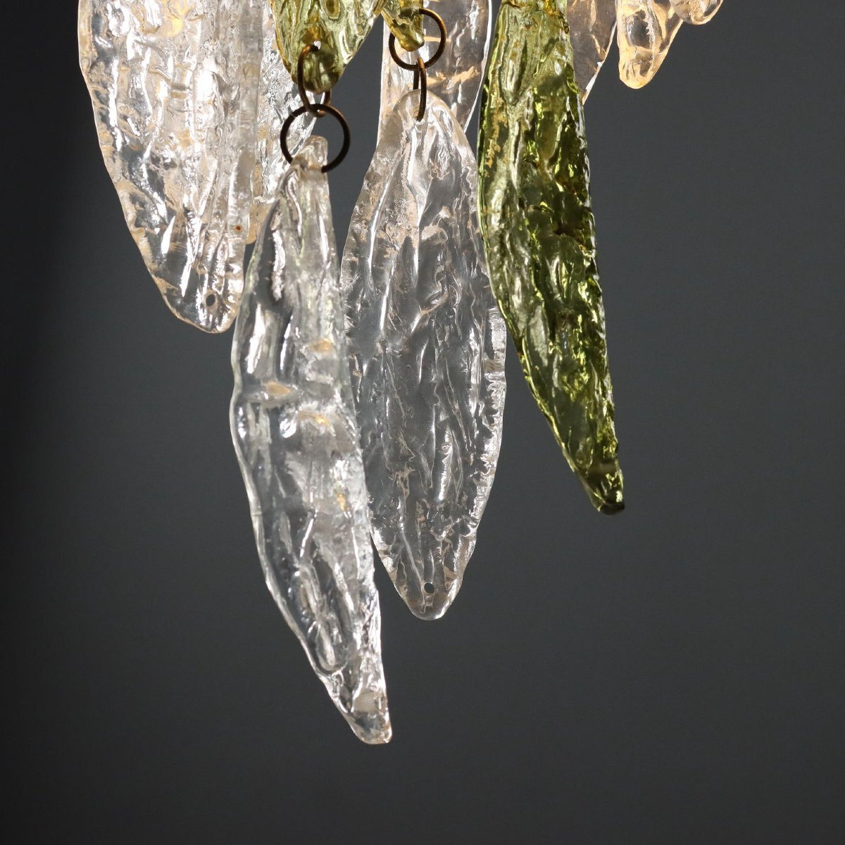 Lustre Vintage avec Feuilles de Verre Années 1970-photo-6