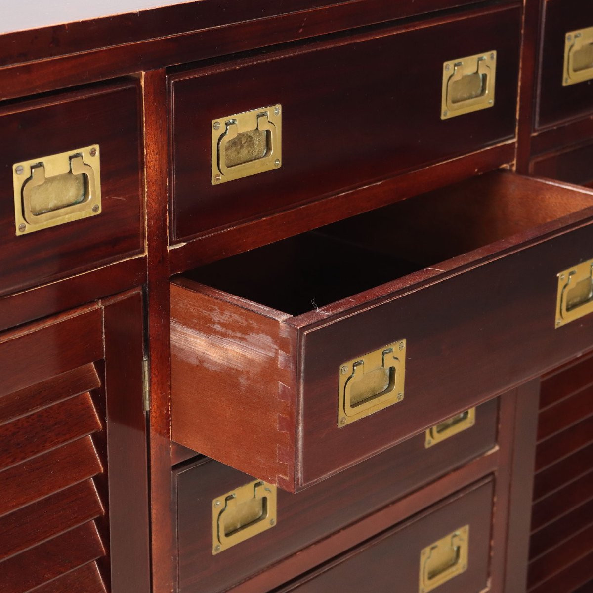 Antique Cupboard Mahogany Veneer Brass Italy XX Century-photo-3