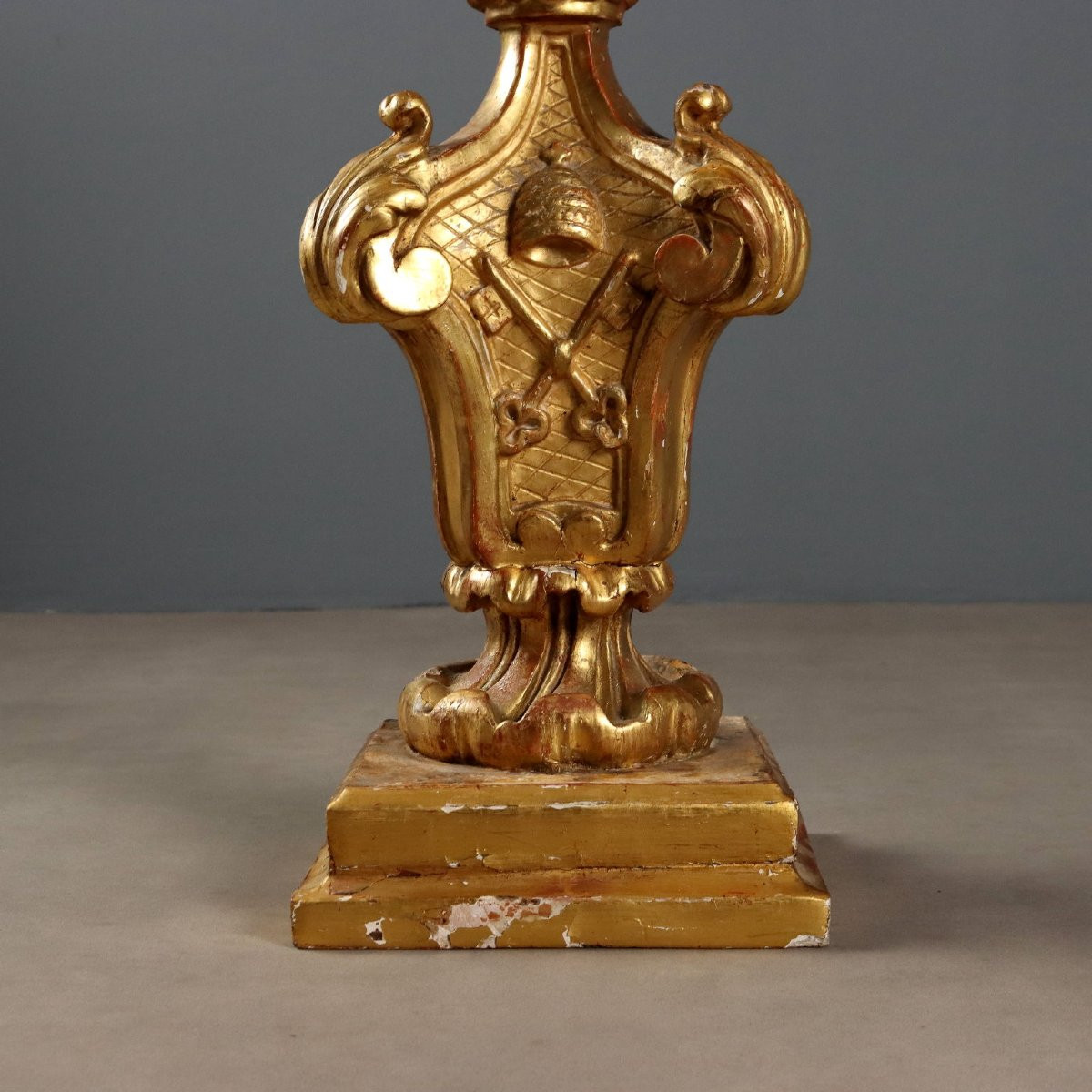 Antique Candelabra Gilded Carved Wood 5 Lights XVIII Century-photo-4