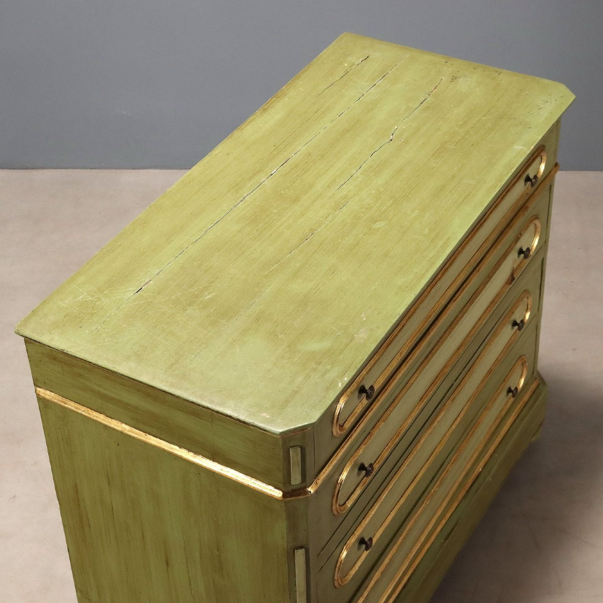 Commode Umbertino laquée et dorée Italie, fin du XIXe siècle-photo-3