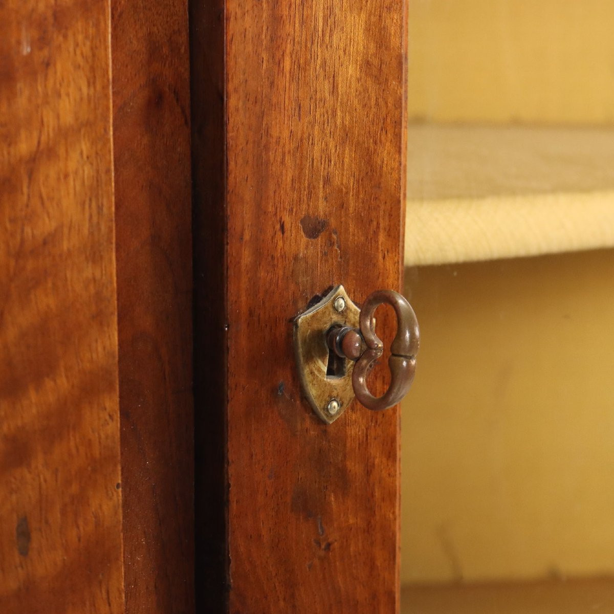 Meuble d'Angle Baroque Ancien Noyer Verre Italie XVIIIe Siècle -photo-4