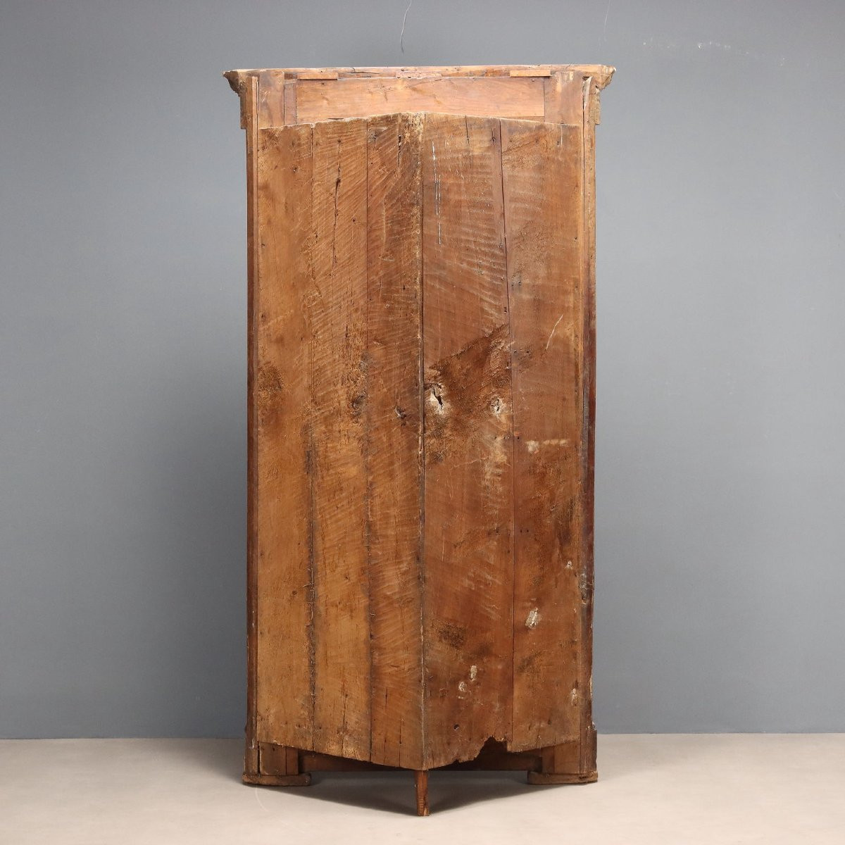 Meuble d'Angle Baroque Ancien Noyer Verre Italie XVIIIe Siècle -photo-7