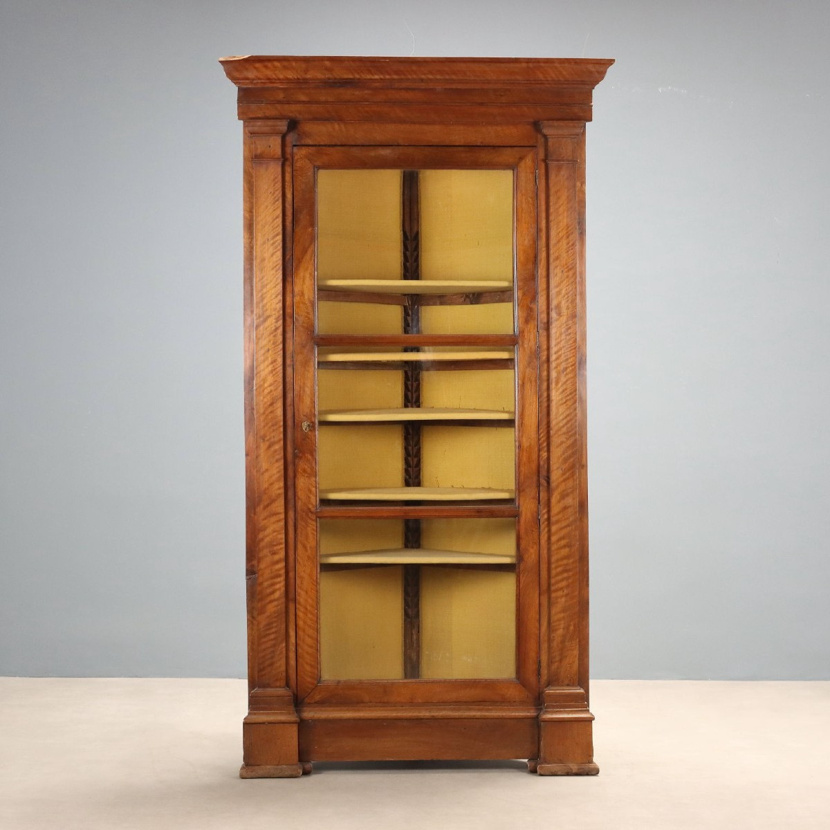 Meuble d'Angle Baroque Ancien Noyer Verre Italie XVIIIe Siècle 