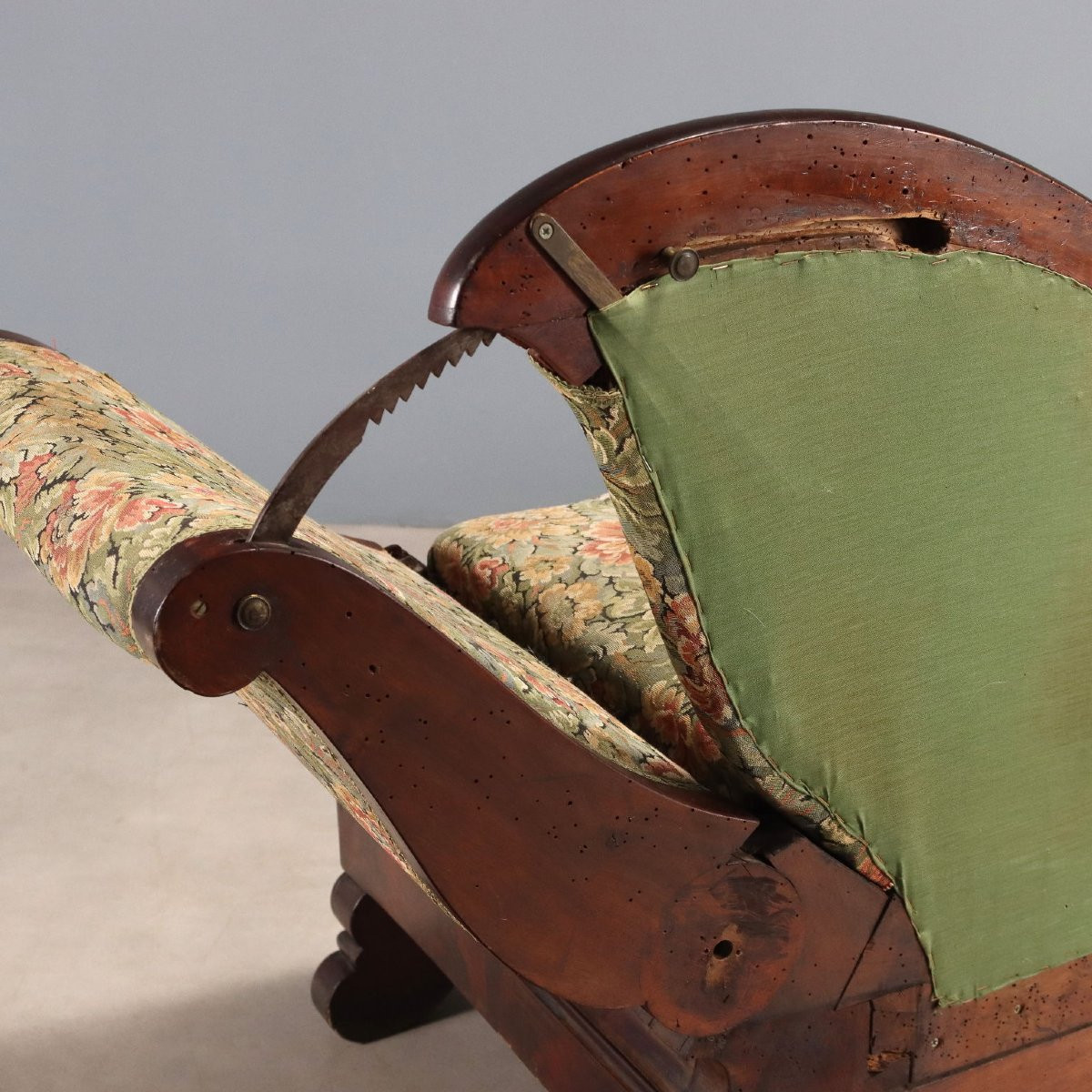 Canapé Louis Philippe Ancien Noyer Tissu Italie du XIXe Siècle-photo-5