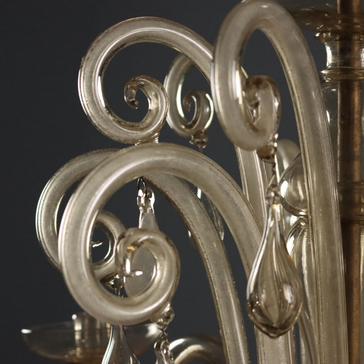 Antique Chandelier Blown Venetian Glass Italy XX Century-photo-1